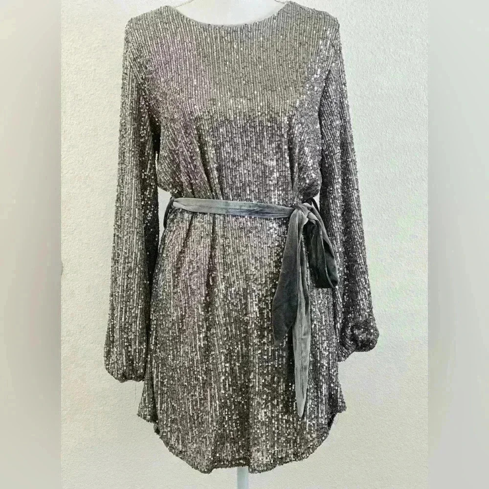 Vici Sequin & Velour Tunic Dress Size Large